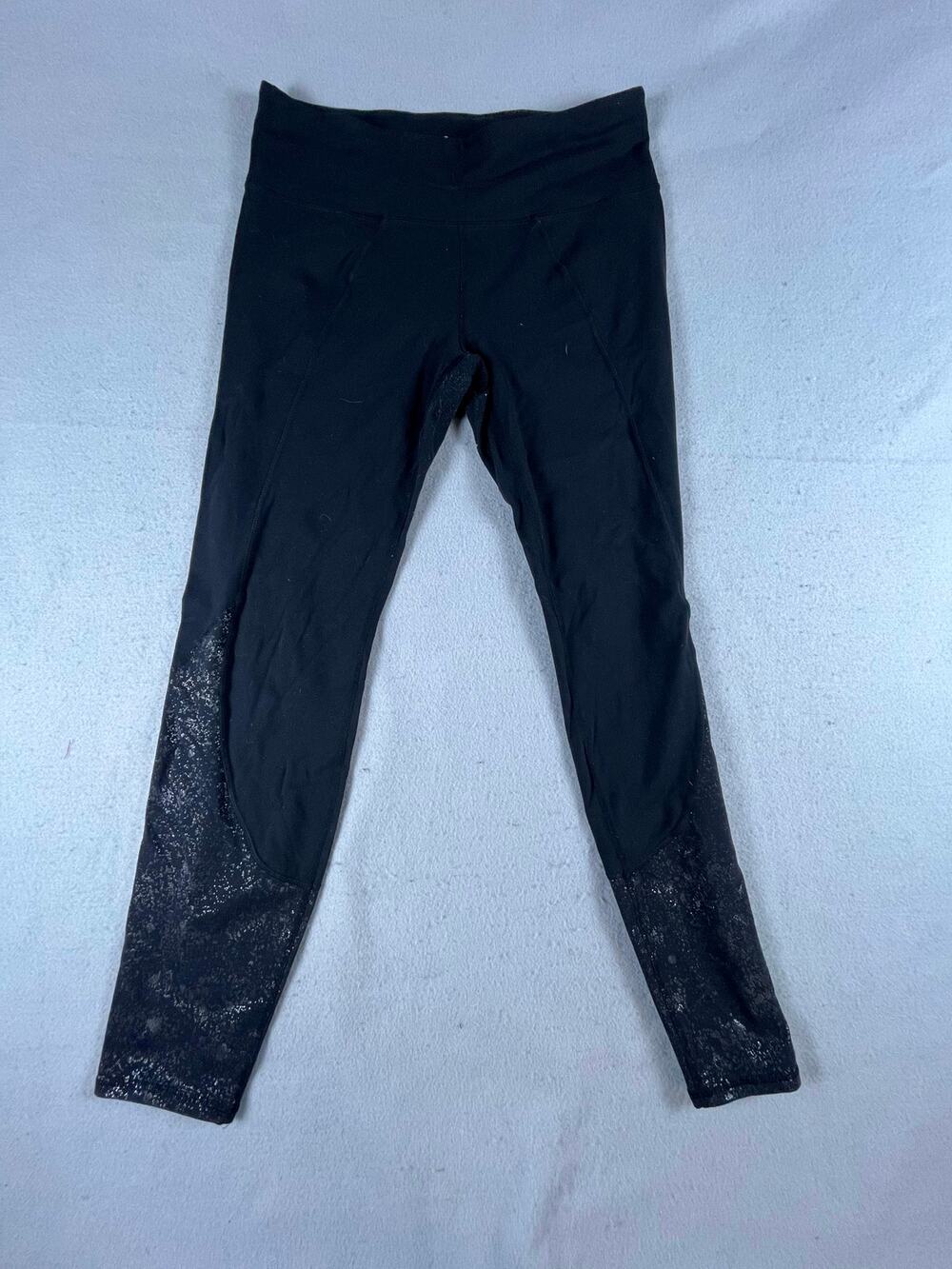 Athleta Crackle Flow Chaturanga Tight Leggings Womens L Black Athleisure Workout